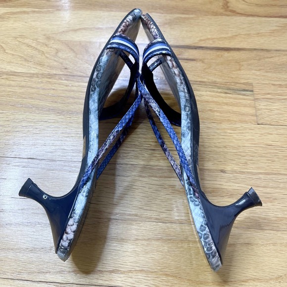 EEUC Jeffrey Campbell Blue Python Ficelle Snakeskin Print Heel Size 8 - Picture 5 of 6